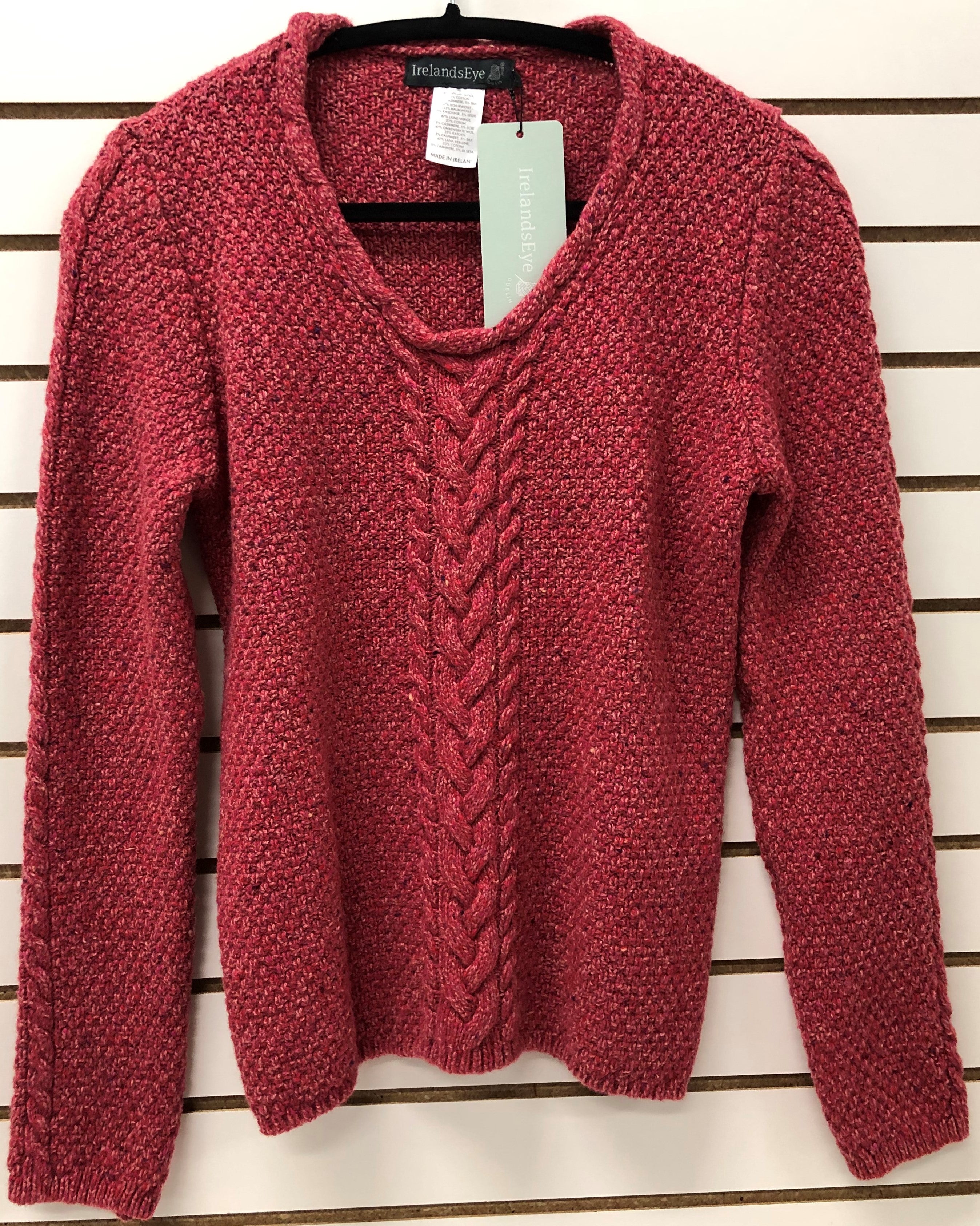 Womens Scoop V-Neck Cable Sweater