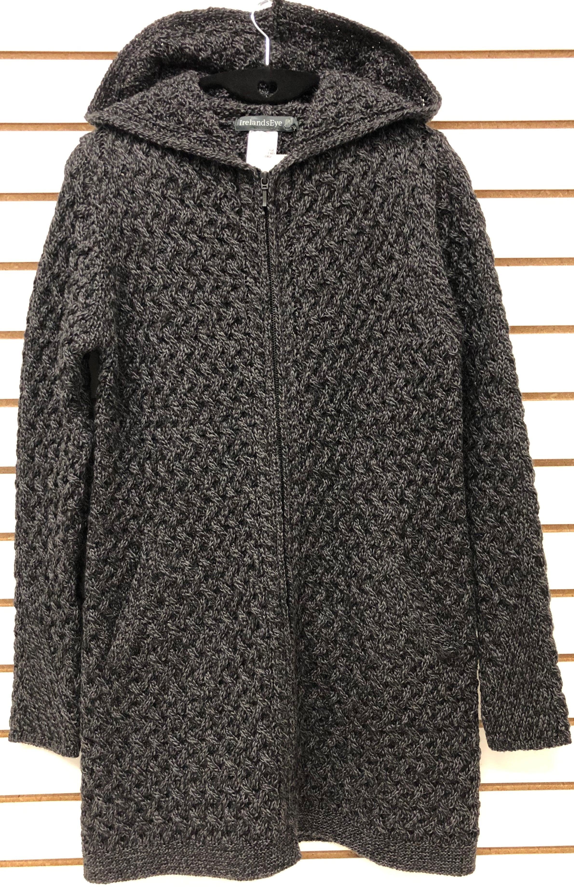 Womens 3/4 Length Full Zip Wool Cardigan