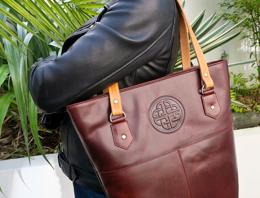 Ladies Leather Tote Bag - Brown