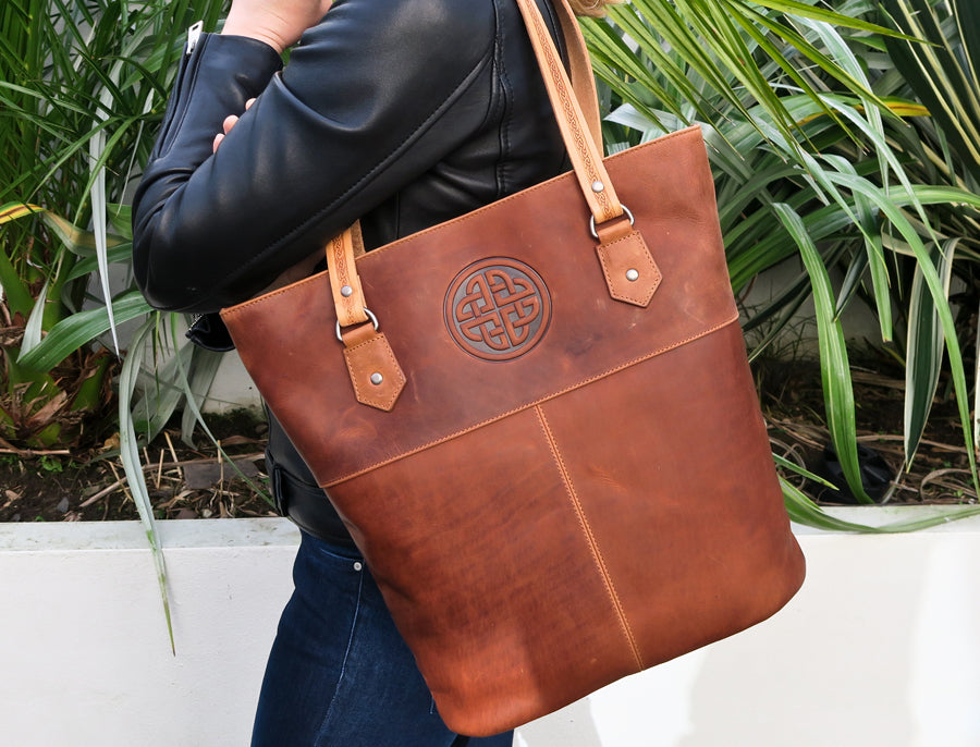 Ladies Leather Tote Bag -Tan