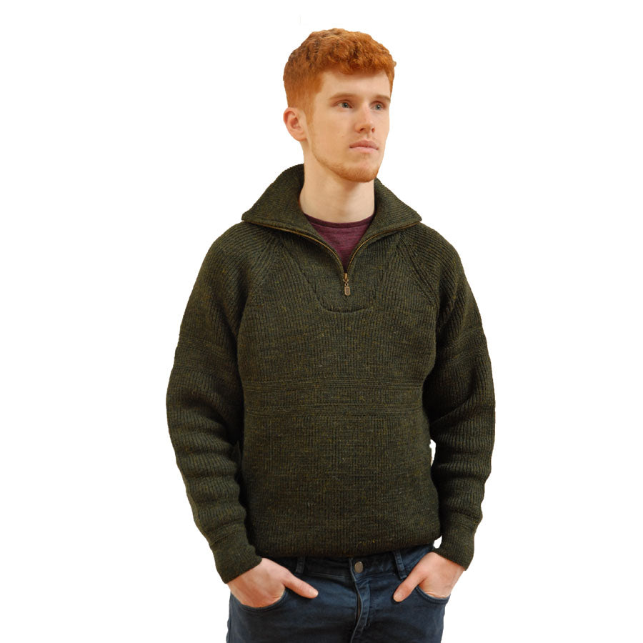 Mens Quarter Zip Irish Wool Sweater