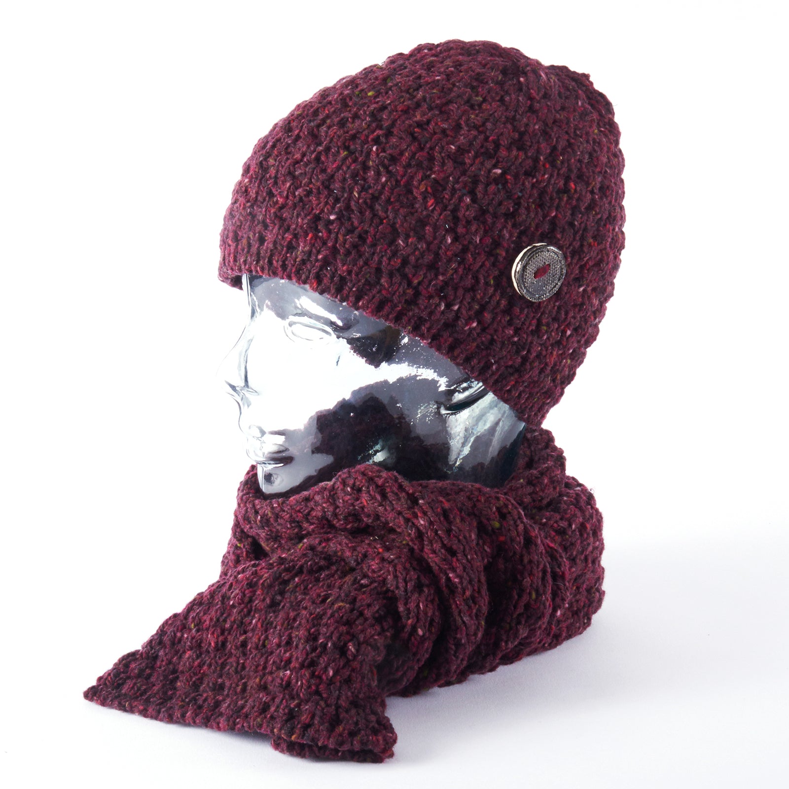 Womens Merino Scarf and/or Beanie - Burgundy