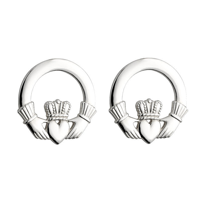 Large Claddagh Stud Heavy Earrings S/S - S3325