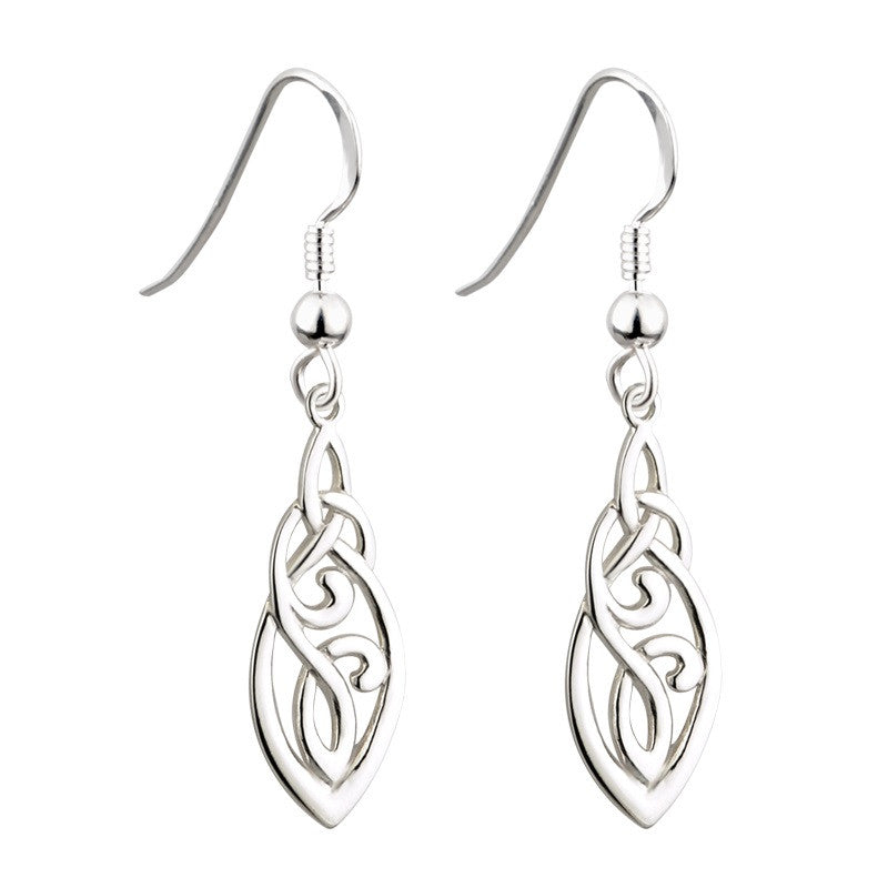 Long Trinity Celtic Drop Earrings S/S - S33424