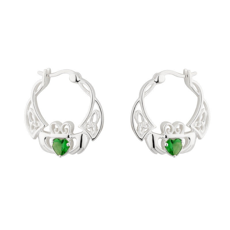 Crystal Claddagh Creole Drop Earrings S/S - S33570