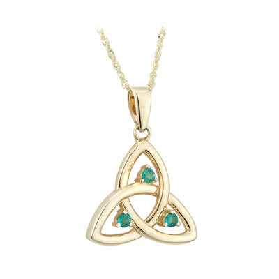 10K Gold Emerald Trinity Knot Pendant