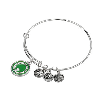 Green Enamel Claddagh Charm Bangle