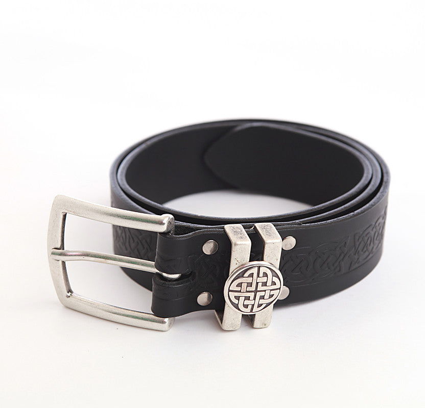 Wide Leather Celtic Belt - Black or Brown