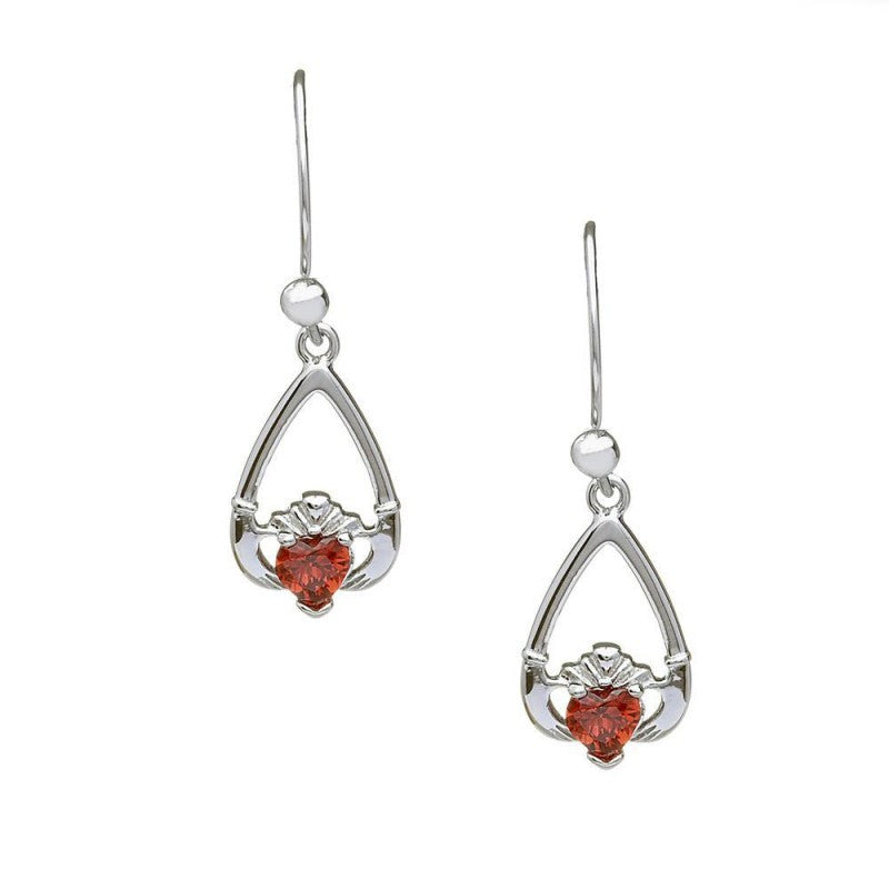 Birthstone Claddagh Earrings