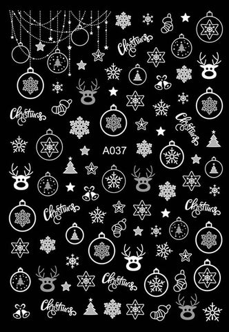 Image of Merry Christmas Nail Art Decals Decoration Self Adhesive Nail Art Stickers