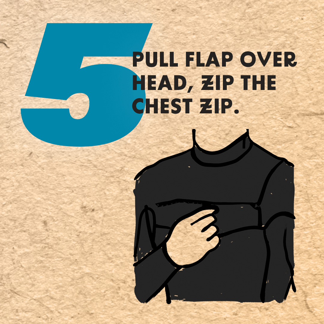 Step 5: Pull up, zip up! You're in!