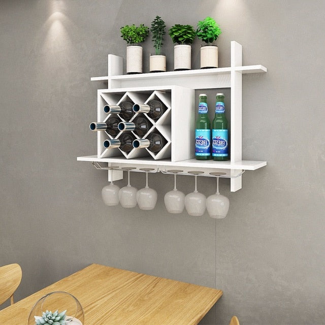 Wall Mount Wine Rack W Glass Holder Bar Stool Mania