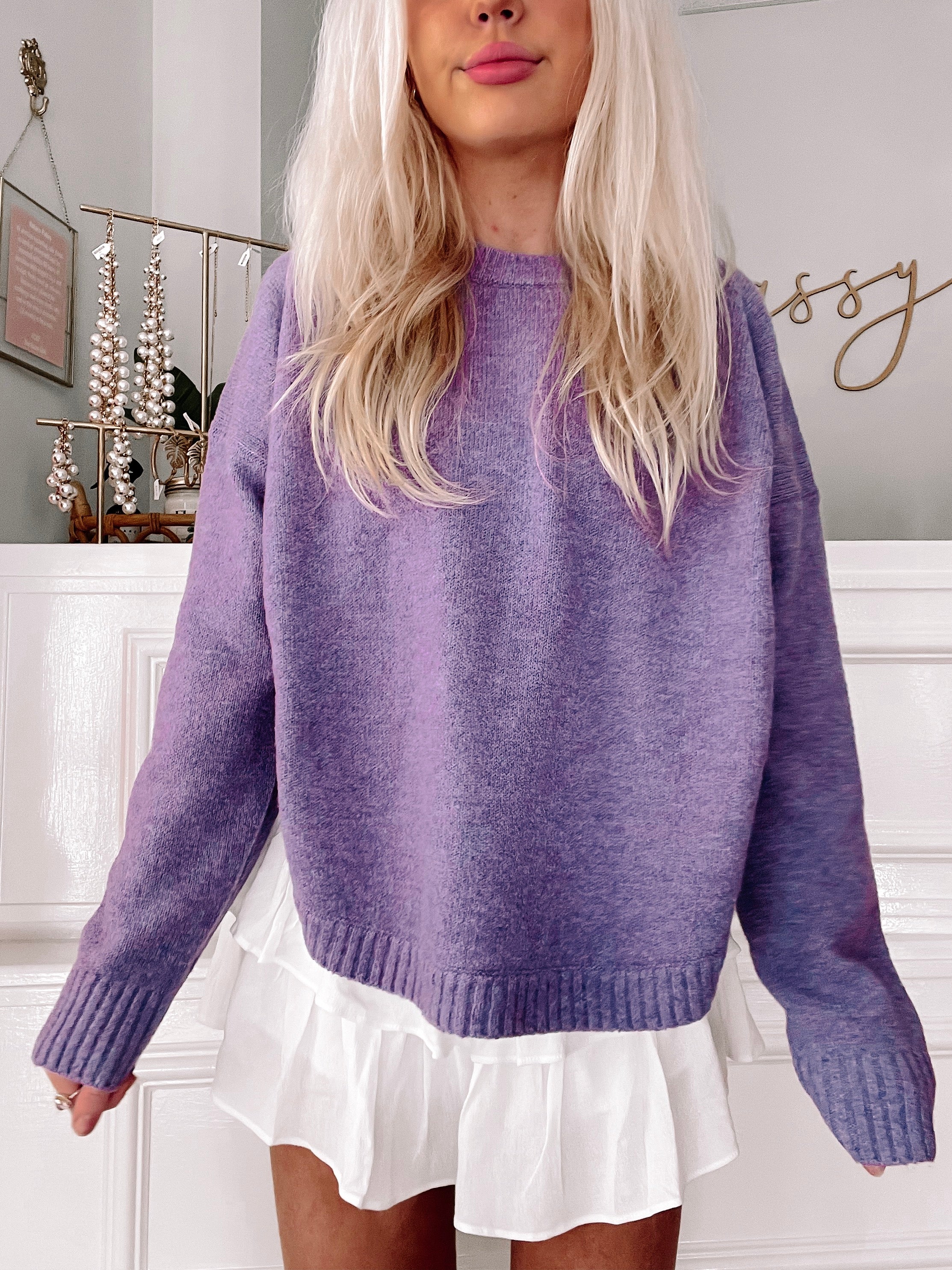 Orchard Breeze Purple Sweater | Sassy Shortcake Boutique