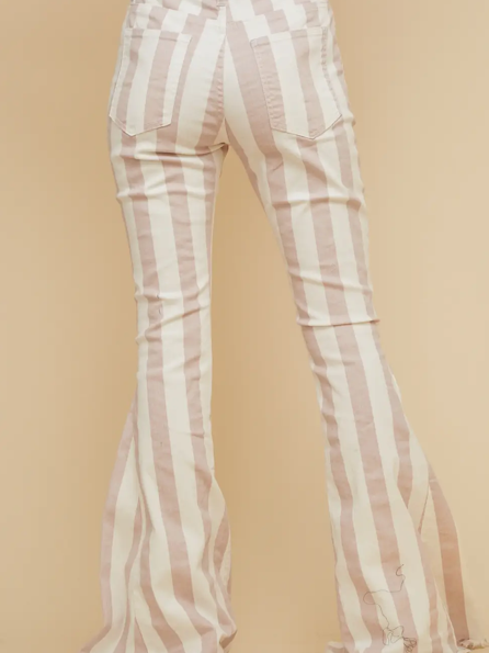 Overload Pink and White Stripe Flare Pants | Sassy Shortcake