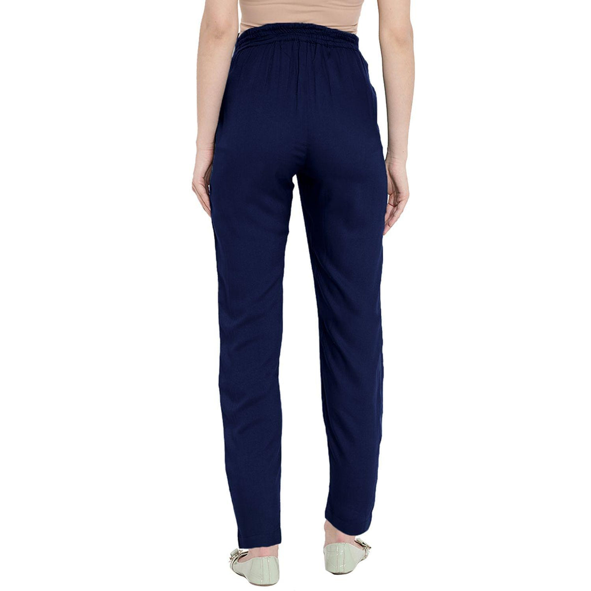 Navy Maternity Trousers Made of Lycra/Rayon| Mine4Nine Maternity Wear