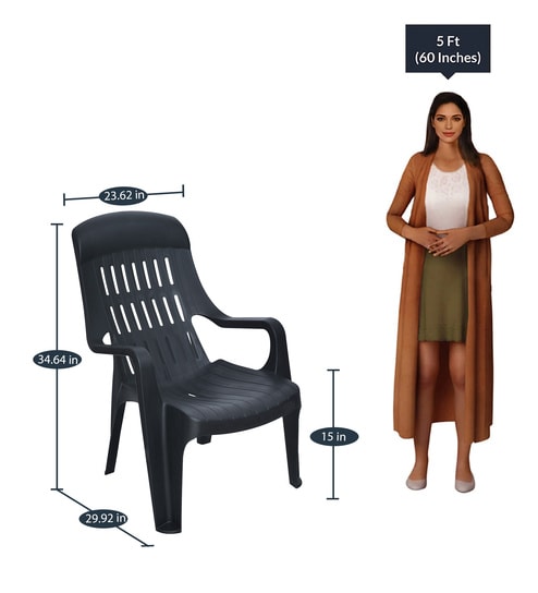 Nilkamal Weekender Premium Plastic Chair In Iron Black Colour Set