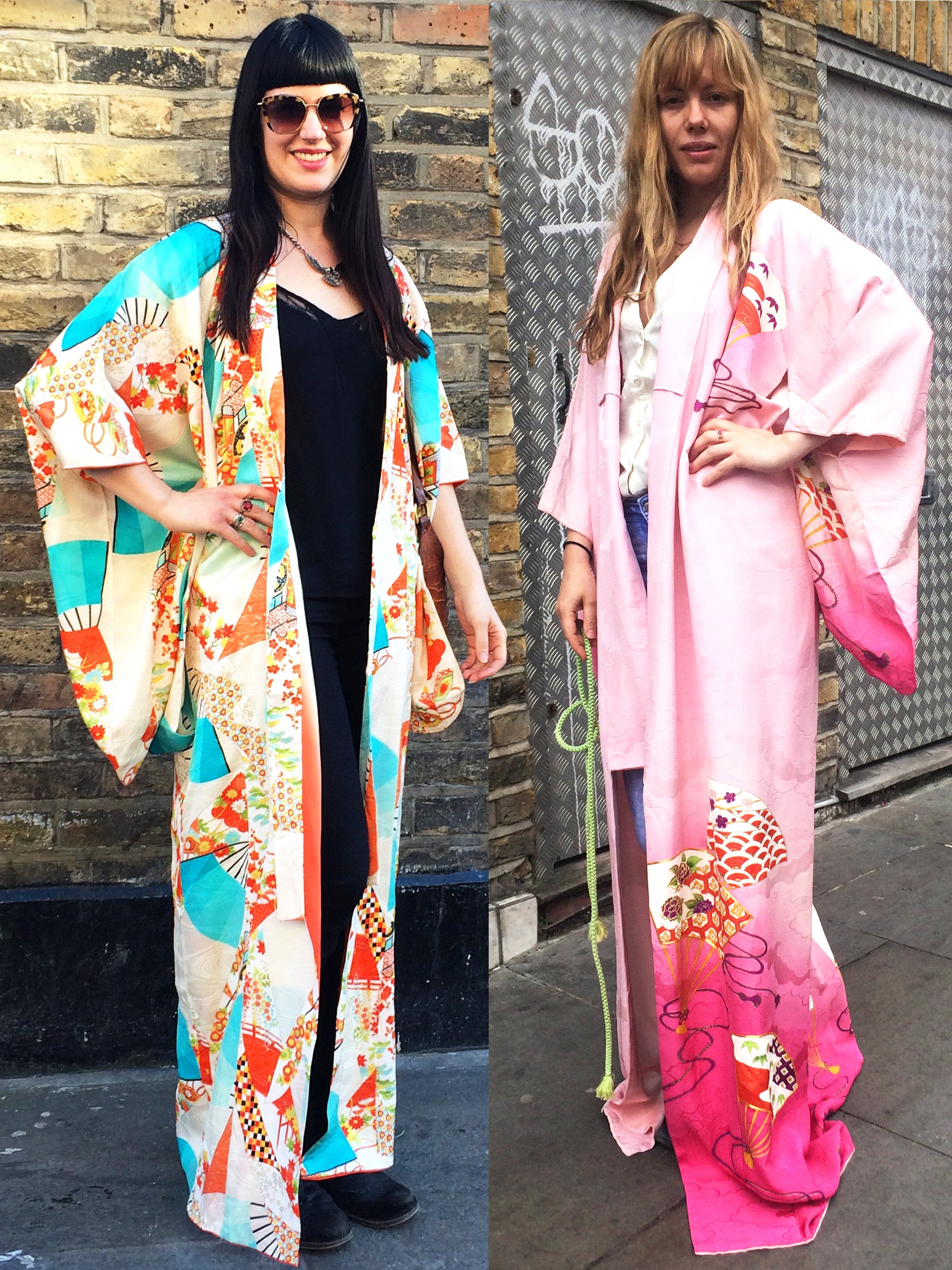 Clare and Tatsiana in their Mero Retro vintage kimonos