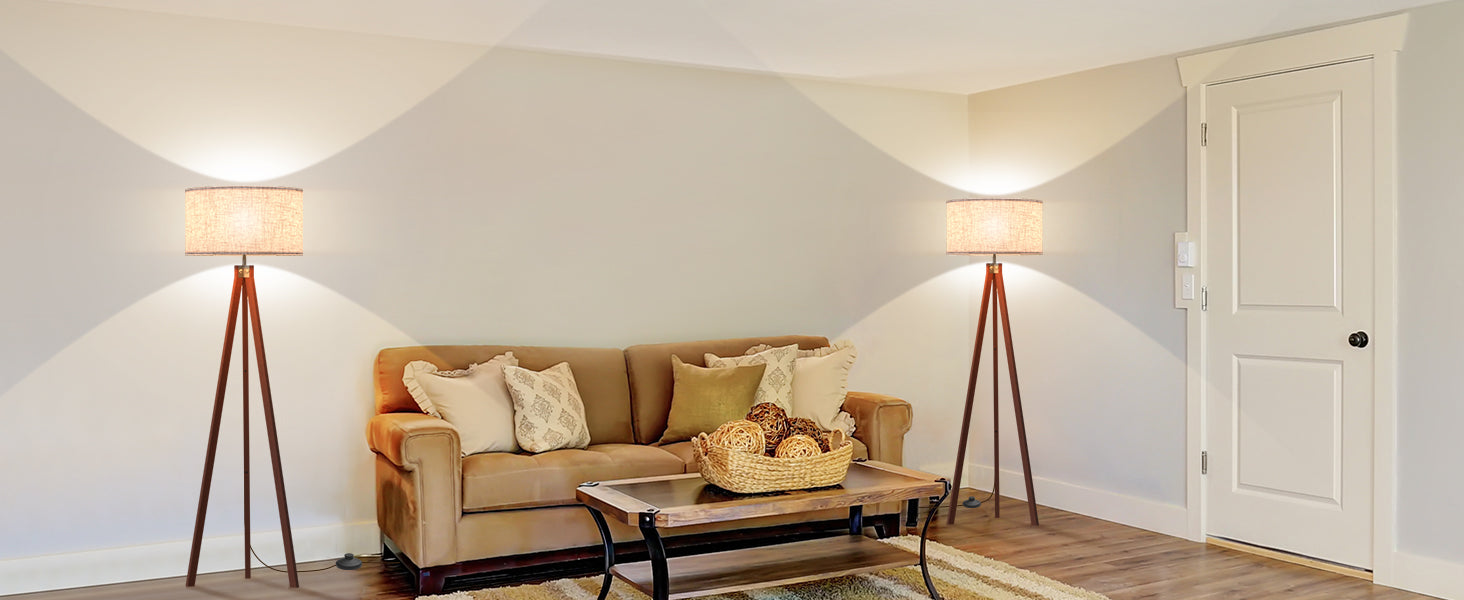 Wooden Tripod Floor Lamp for living room