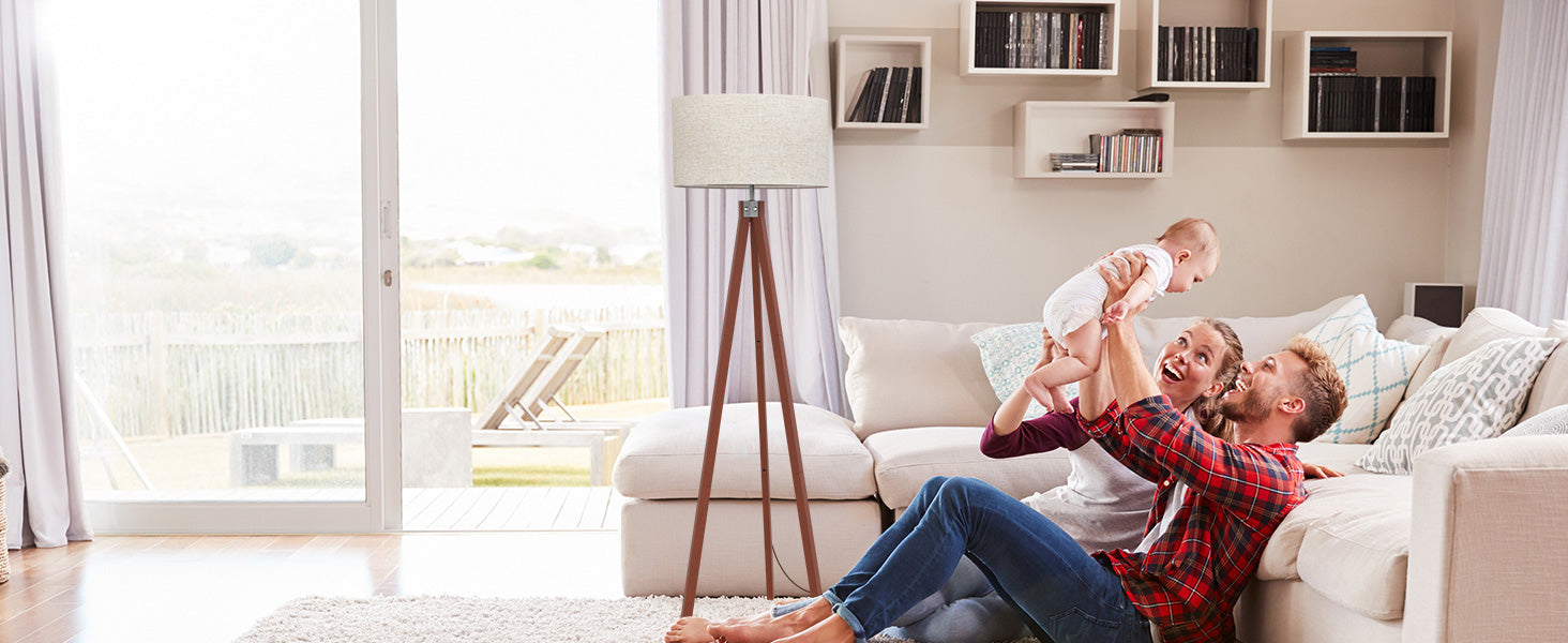 Wooden Tripod Floor Lamp