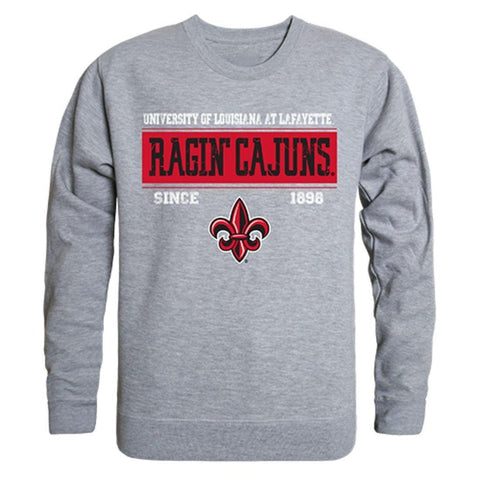 UL University of Louisiana at Lafayette Ragin' Cajuns Established Crewneck Pullover Sweatshirt Sweater Heather Grey