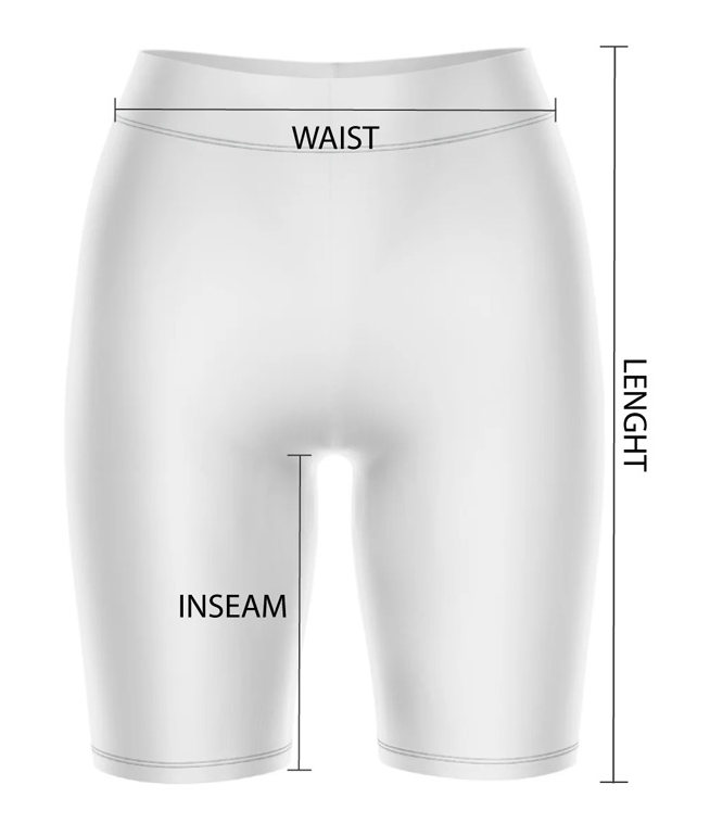 Womens Bike Shorts with measurement signs