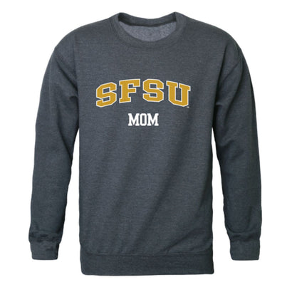 SFSU San Francisco State University Gators Mom Fleece Crewneck Pullover Sweatshirt Heather Charcoal Small