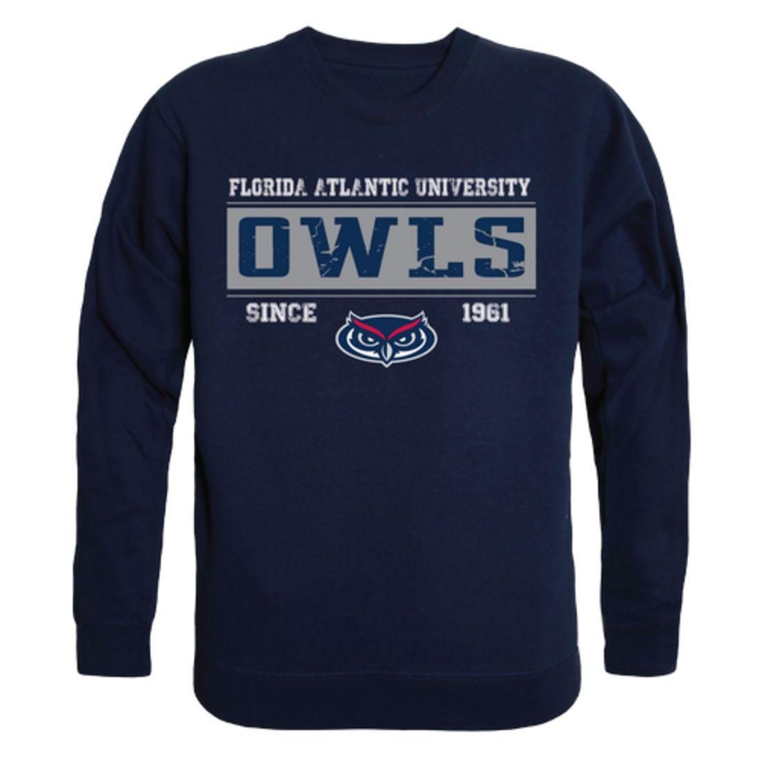 FAU Florida Atlantic University Owls Established Crewneck Pullover Sweatshirt Sweater Navy