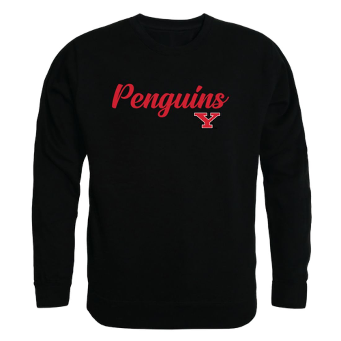 YSU Youngstown State University Penguins Script Crewneck Pullover Sweatshirt Sweater Black