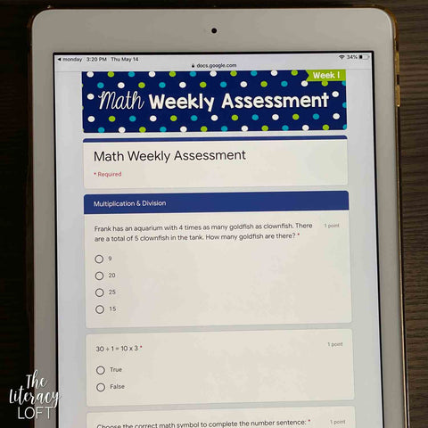 Math Weekly Assessments {5th Grade} | Distance Learning | Google Forms