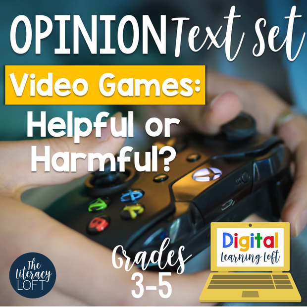 Opinion Text Set {Video Games: Helpful or Harmful?} | Distance Learning | Google Slides