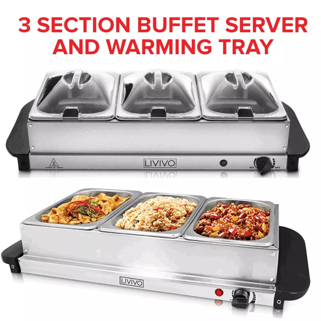 ELECTRIC FOOD WARMER BUFFET SERVER ADJUSTABLE 200W TEMPERATURE HOT PLA –  valu 2u