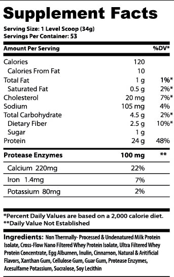 Sweet Tooth Casein Supplement Facts