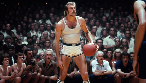 The basketball player in the 1970s was wearing a nylon belt on the court
