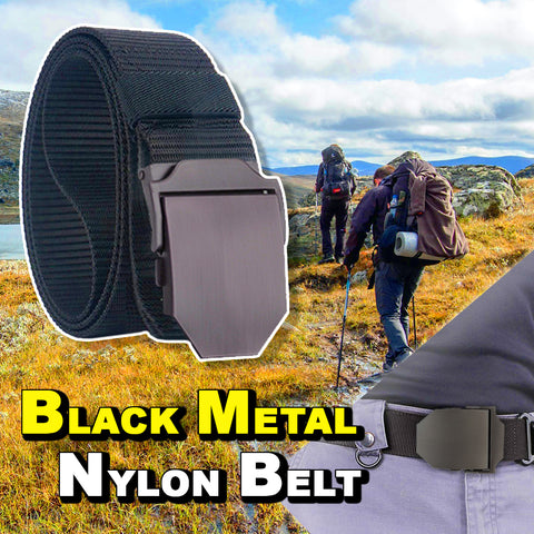 The Black Metal Nylon Belt