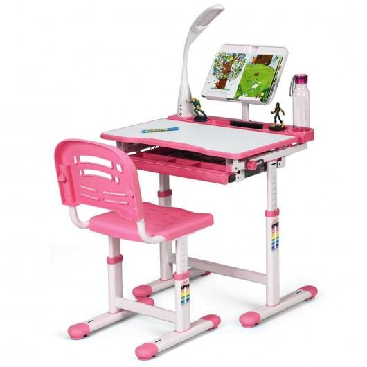 Adjustable Kids Desk Chair Set With Lamp And Bookstand Rcm Shop