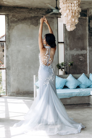 Elizabeth Grace Couture blue wedding gown cheongsam inspired