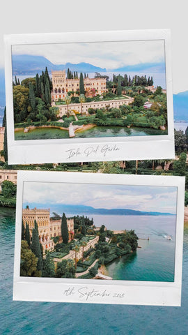 Brie Befell wearing Elizabeth Grace Couture on her wedding day in Italian castle