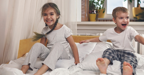 happy children in their pajamas