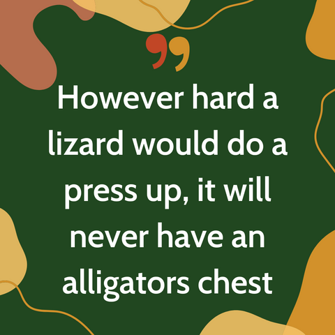 However hard a lizard would do a press up, it will never have an alligators chest | Nigerian Proverb