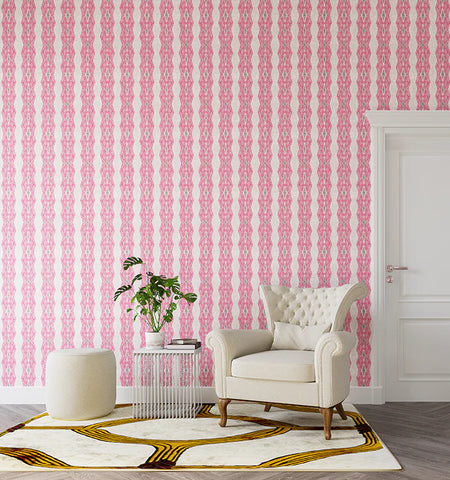 African Interior design | African print wallpaper pink