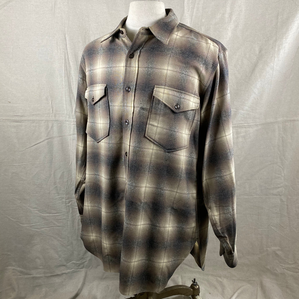 Vintage 50s/60s Era Pendleton Shadow Plaid Wool Flannel Shirt SZ
