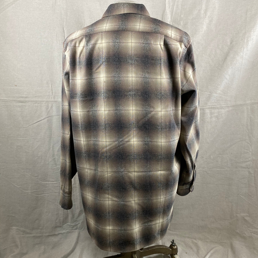 Vintage 50s/60s Era Pendleton Shadow Plaid Wool Flannel Shirt SZ