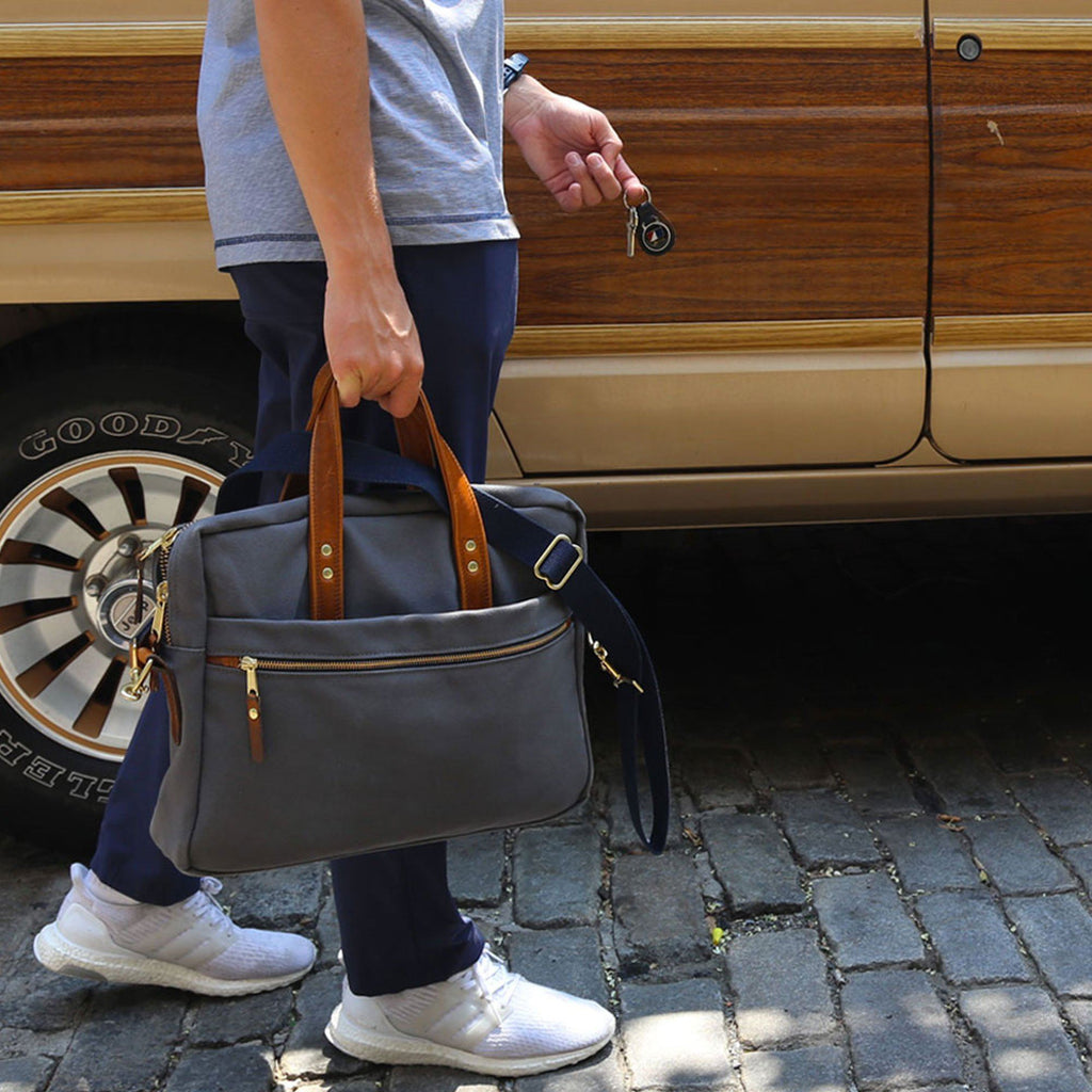 Canvas Laptop Bag - Navy Blue