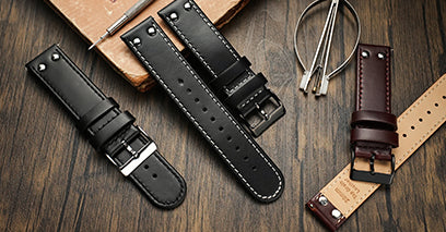 S3 Light Brown Leather White Stitch Watch Strap