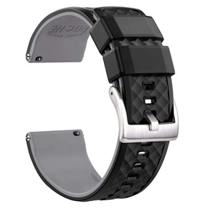 21mm Silicone Rubber Strap Watch Band Pin Buckle Waterproof BLack