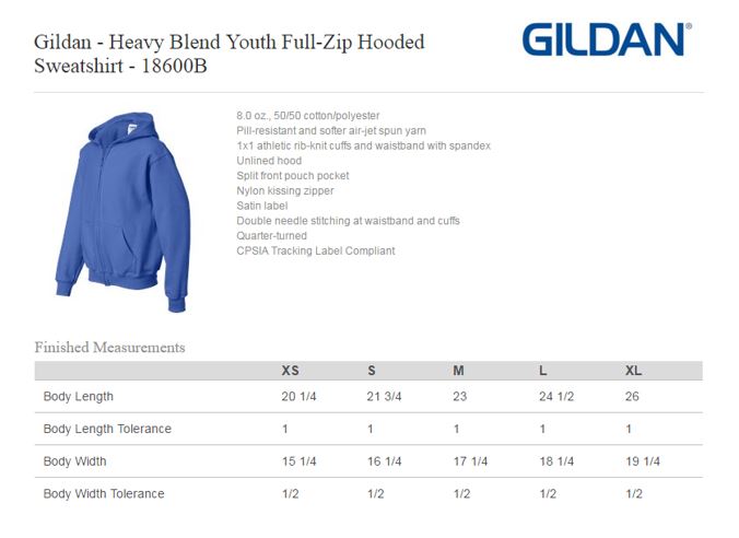 Gildan Hoodie Size Chart - Greenbushfarm.com