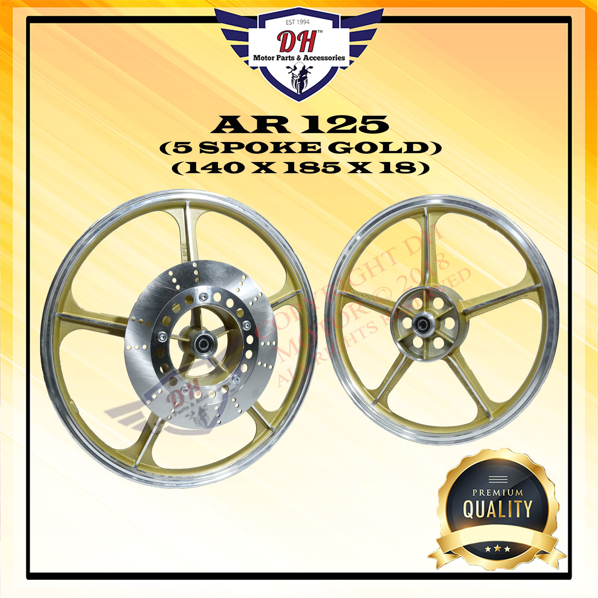 Ar 125 Sport Rim 5 Spoke 140 X 185 X 18 Gold Disc Size 3 5 Mm Kawasa Dh Motor Parts Accessories