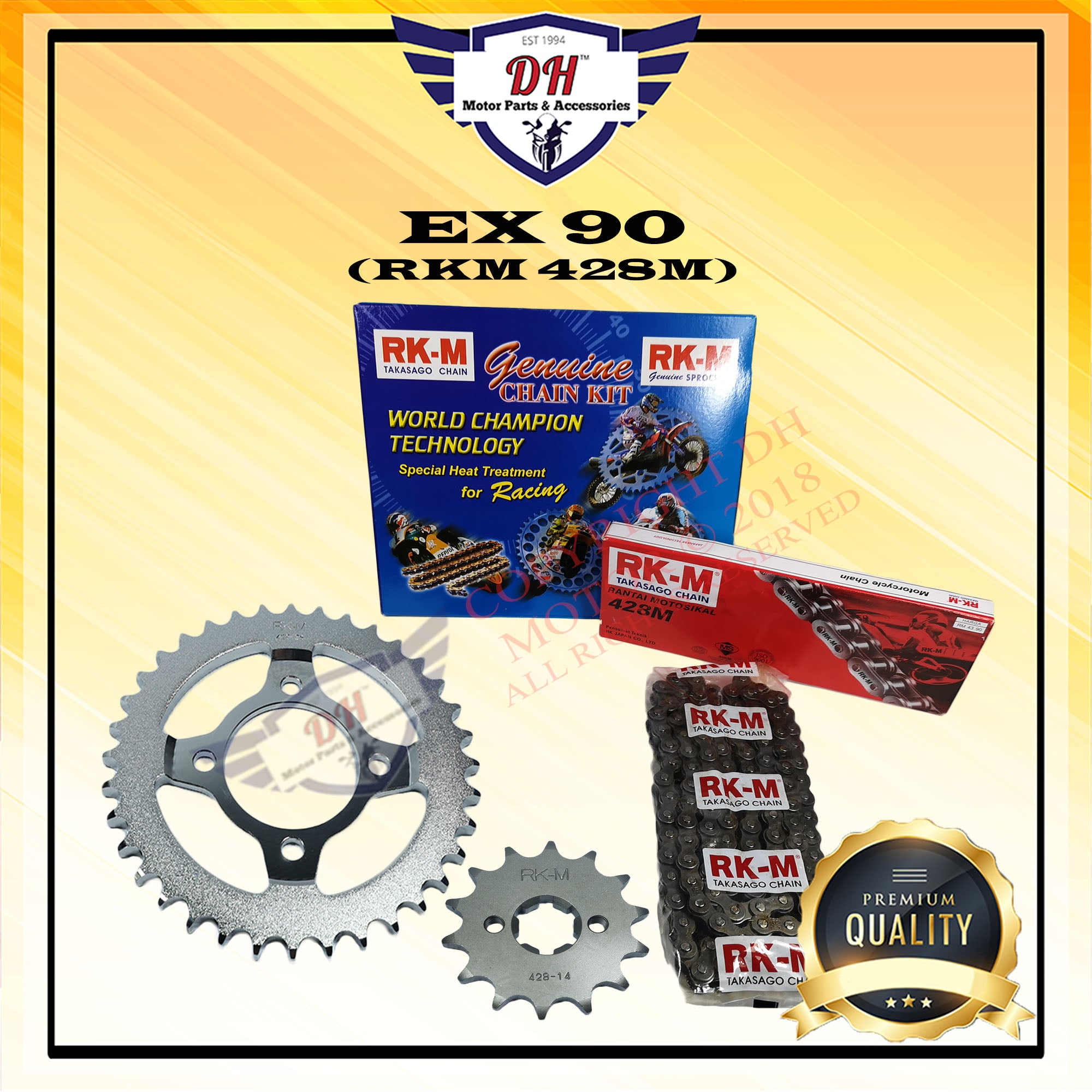 Ex 90 Rkm 428m Full Steel Sprocket Chain Set Demak Dh Motor Parts Accessories