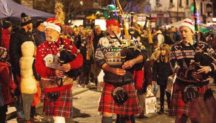 Scottish Wearing Kilt on Christmas