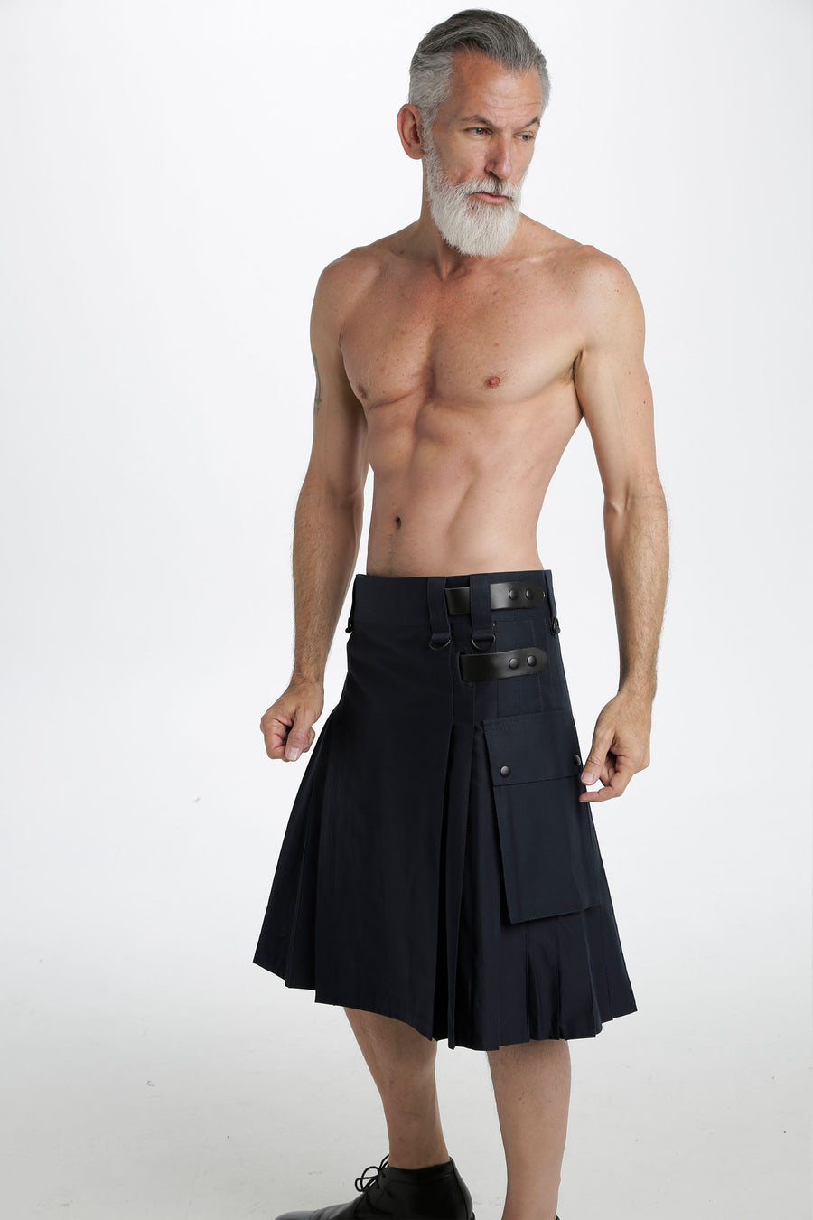 mens black utility kilt